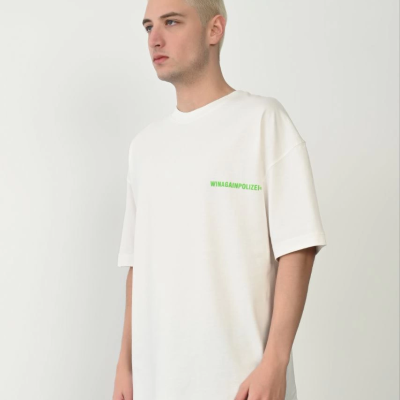 Erkek Baskılı T-Shirt Kısa Kol Bisiklet Yaka Rahat Kalıp Tişört - Beyaz