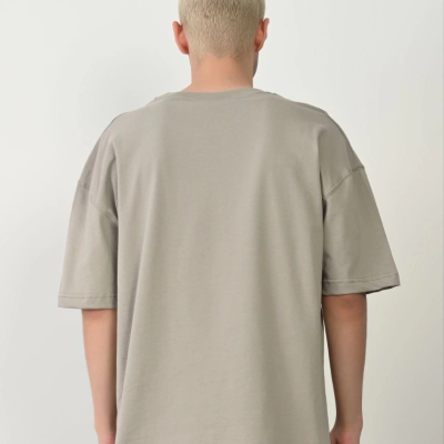 Erkek Baskılı T-Shirt Kısa Kol Bisiklet Yaka Rahat Kalıp Tişört - Boyalı Gri