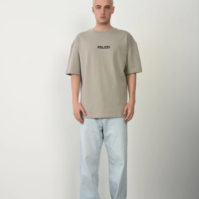 Erkek Baskılı T-Shirt Kısa Kol Bisiklet Yaka Rahat Kalıp Tişört - Boyalı Gri