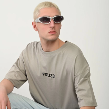 Erkek Baskılı T-Shirt Kısa Kol Bisiklet Yaka Rahat Kalıp Tişört - Boyalı Gri