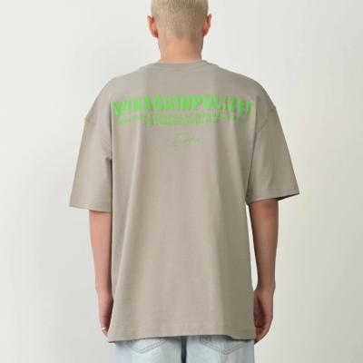 Erkek Baskılı T-Shirt Kısa Kol Bisiklet Yaka Rahat Kalıp Tişört  - Boyalı Gri