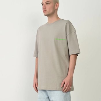 Erkek Baskılı T-Shirt Kısa Kol Bisiklet Yaka Rahat Kalıp Tişört  - Boyalı Gri