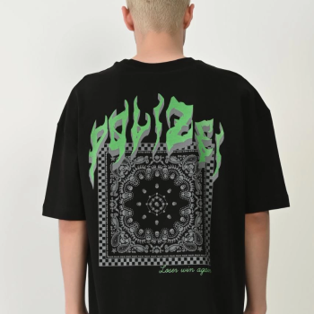 Erkek Baskılı T-Shirt Kısa Kol Bisiklet Yaka Rahat Kalıp Tişört  - Siyah