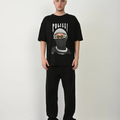 Erkek Baskılı T-Shirt Kısa Kol Bisiklet Yaka Rahat Kalıp Tişört - Siyah