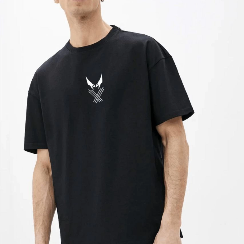 Erkek Baskılı T-Shirt Kısa Kol Bisiklet Yaka Rahat Kalıp Tişört - Siyah