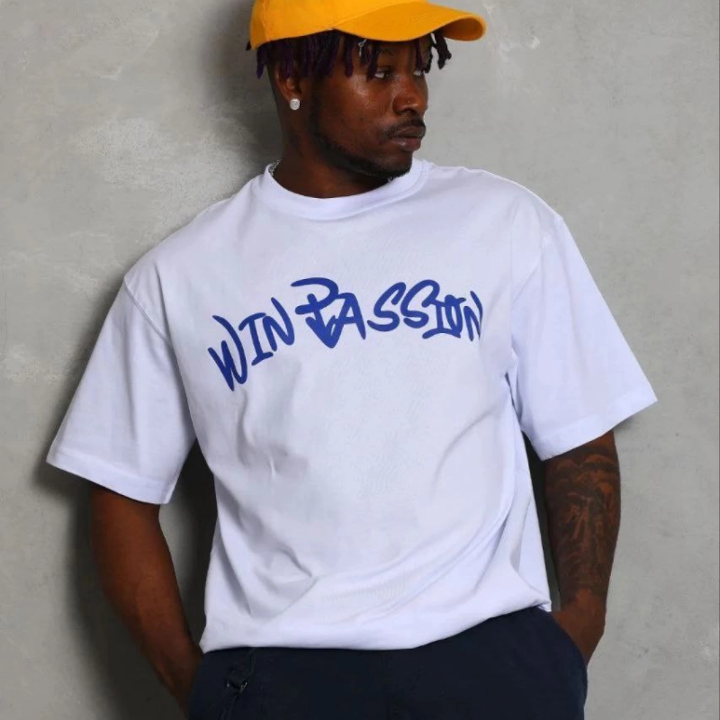 Erkek Baskılı T-Shirt Kısa Kol Bisiklet Yaka Regular Fit Tişört - Beyaz