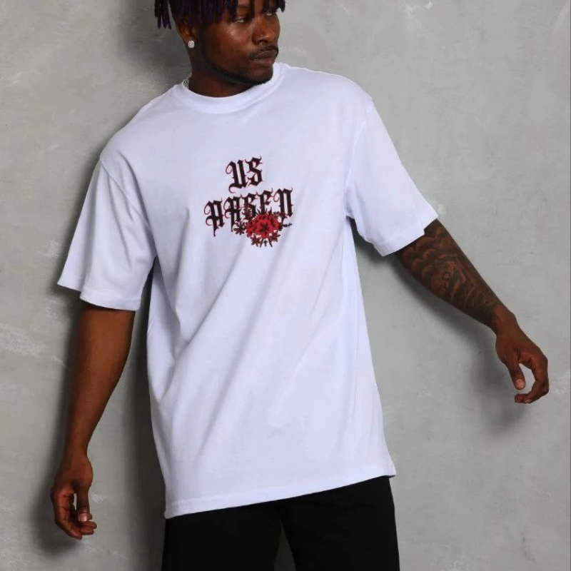 Erkek Baskılı T-Shirt Kısa Kol Bisiklet Yaka Regular Fit Tişört - Beyaz