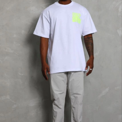 Erkek Baskılı T-Shirt Kısa Kol Bisiklet Yaka Regular Fit Tişört - Beyaz