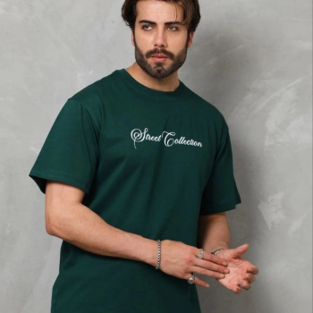 Erkek Baskılı T-Shirt Kısa Kol Bisiklet Yaka Regular Fit Tişört - Çağla Yeşili