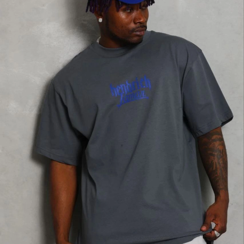 Erkek Baskılı T-Shirt Kısa Kol Bisiklet Yaka Regular Fit Tişört - Füme