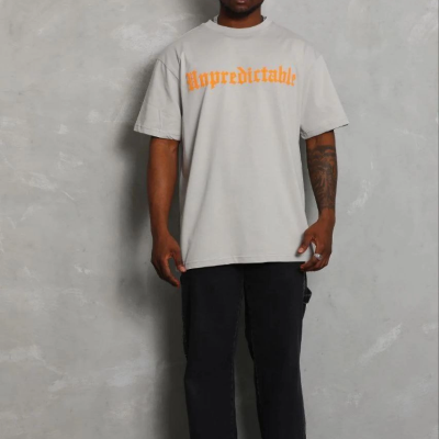 Erkek Baskılı T-Shirt Kısa Kol Bisiklet Yaka Regular Fit Tişört - Gri