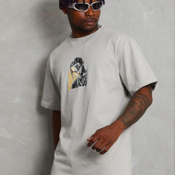 Erkek Baskılı T-Shirt Kısa Kol Bisiklet Yaka Regular Fit Tişört - Gri