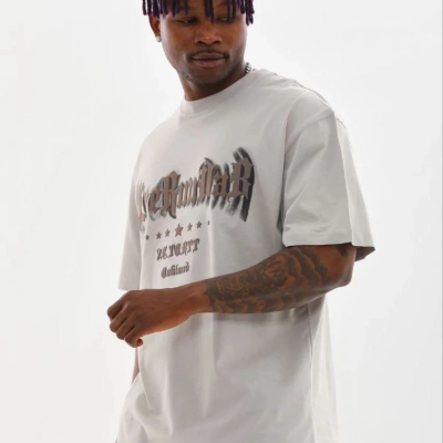 Erkek Baskılı T-Shirt Kısa Kol Bisiklet Yaka Regular Fit Tişört - Gri