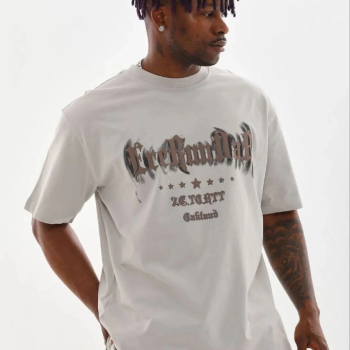 Erkek Baskılı T-Shirt Kısa Kol Bisiklet Yaka Regular Fit Tişört - Gri