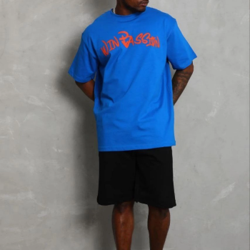 Erkek Baskılı T-Shirt Kısa Kol Bisiklet Yaka Regular Fit Tişört - Saks Mavisi