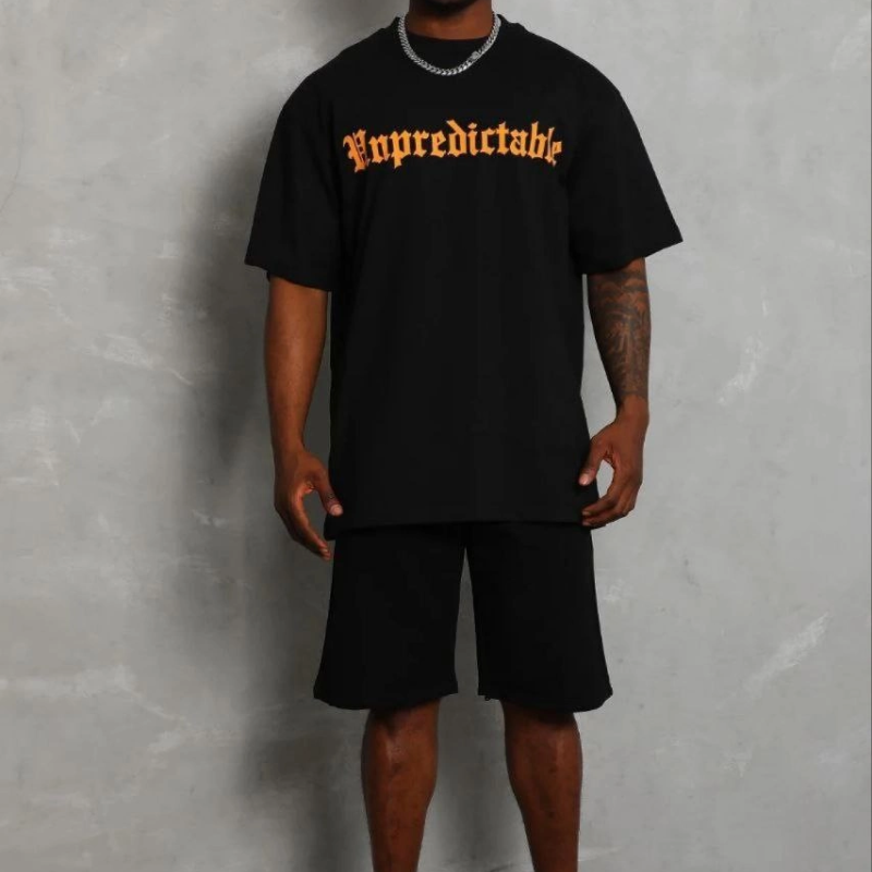 Erkek Baskılı T-Shirt Kısa Kol Bisiklet Yaka Regular Fit Tişört - Siyah