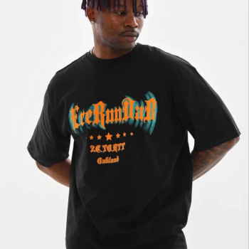 Erkek Baskılı T-Shirt Kısa Kol Bisiklet Yaka Regular Fit Tişört - Siyah