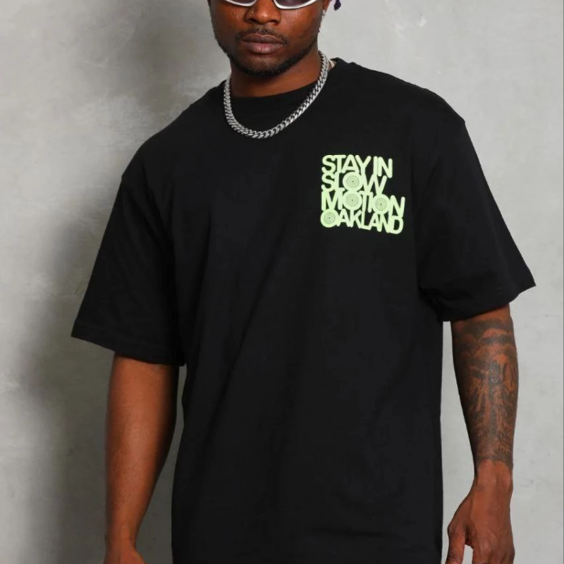 Erkek Baskılı T-Shirt Kısa Kol Bisiklet Yaka Regular Fit Tişört - Siyah