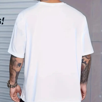 Erkek Baskılı Tişört Kısa Kol Bisiklet Yaka Regular fit Rahat kalıp T-Shirt - Beyaz