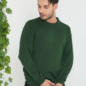 Erkek Bisiklet yaka Kazak Uzun Kol Dokuma Triko - Haki