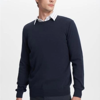 Erkek Bisiklet yaka Kazak Uzun Kol Dokuma Triko - Lacivert