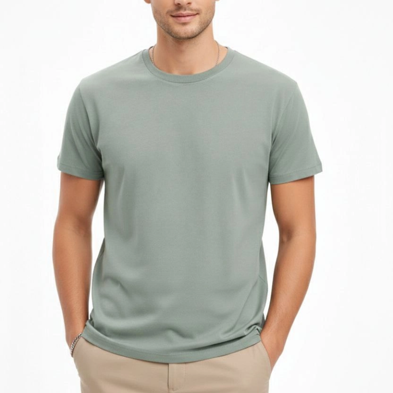 Erkek Bisiklet Yaka Yazlık Kısa kol Düz Tişört Regular Kalıp T-shirt - Mint Yeşili