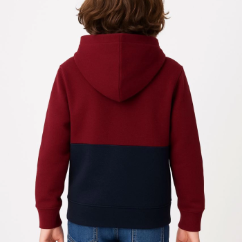 Erkek Çocuk Kapüşonlu Kanguru Cepli Parçalı SweatShirt - Renkli