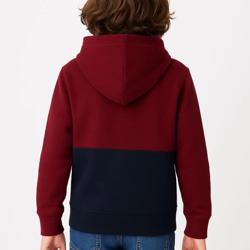 Erkek Çocuk Kapüşonlu Kanguru Cepli Parçalı SweatShirt - Renkli