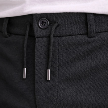 Erkek Diagonel Mikro dokulu Duble Paça Cepli Pantolon , Modern Kesim - Siyah