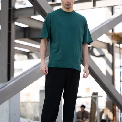 Erkek Düz T-Shirt Kısa Kol Bisiklet Yaka Regular Fit Rahat Kalıp Günlük Tişört - Haki