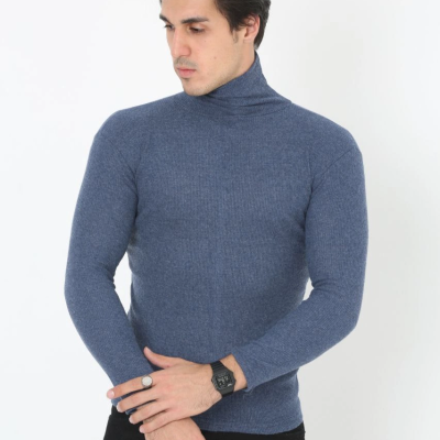 Erkek Fitilli Kaşkorse Kumaş Boğazlı Full Likralı Slimfit Body - İndigo