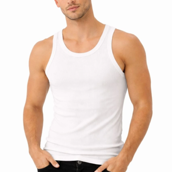 Erkek Fitilli Likralı Kaşkorse Atlet Vücuda Oturan Basic Şıklık - Beyaz