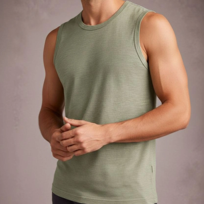 Erkek Flamlı Kumaş Kolsuz Atlet Günlük Fitness Spor T-Shirt - Mint Yeşili