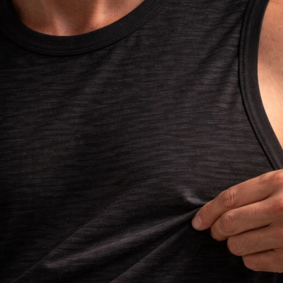 Erkek Flamlı Kumaş Kolsuz Atlet Günlük Fitness Spor T-Shirt - Siyah