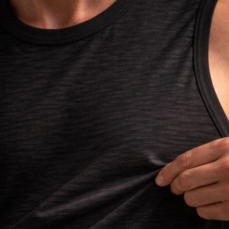 Erkek Flamlı Kumaş Kolsuz Atlet Günlük Fitness Spor T-Shirt - Siyah