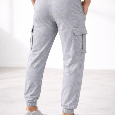 Erkek Jogger Eşofman Altı Kargo Cepli Lastikli Paça Spor Pantolon - Gri