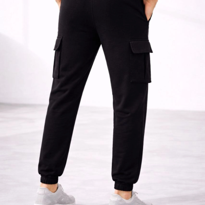 Erkek Jogger Eşofman Altı Kargo Cepli Lastikli Paça Spor Pantolon - Siyah