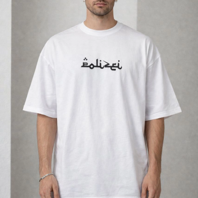 Erkek Kısa Kol Yazlık Tişört Bisiklet Yaka Baskılı Oversize T-Shirt - Beyaz