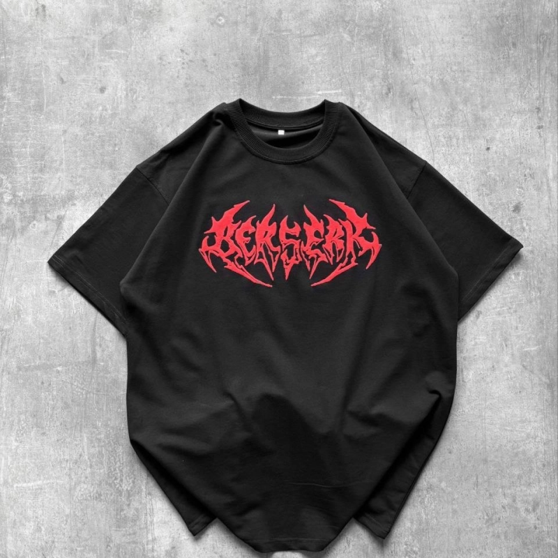 Erkek Kısa Kol Yazlık Tişört Bisiklet Yaka Baskılı Oversize T-Shirt - Siyah