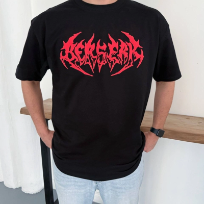 Erkek Kısa Kol Yazlık Tişört Bisiklet Yaka Baskılı Oversize T-Shirt - Siyah