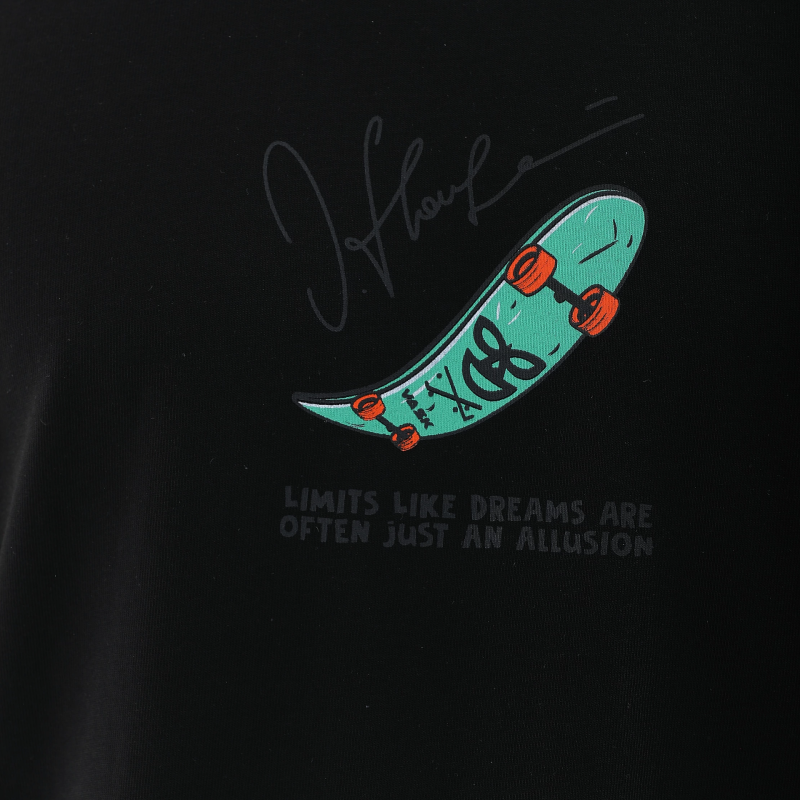 Erkek Kısa Kol Yazlık Tişört Bisiklet Yaka Baskılı Oversize T-Shirt - Siyah