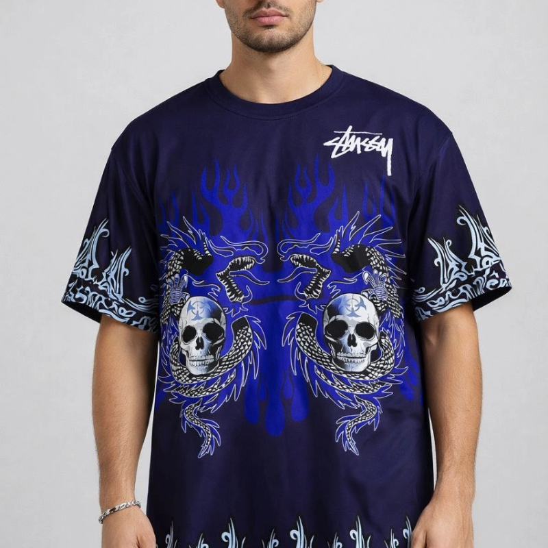 Erkek Lacivert Oversize Tişört - Lacivert