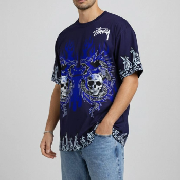 Erkek Lacivert Oversize Tişört - Lacivert