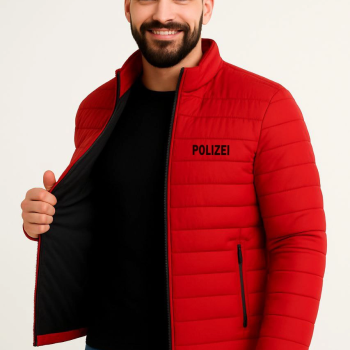 Erkek Mikro Su İtici Kapitone Baskılı Astarlı Fermuarlı Bomber Mont - Kırmızı