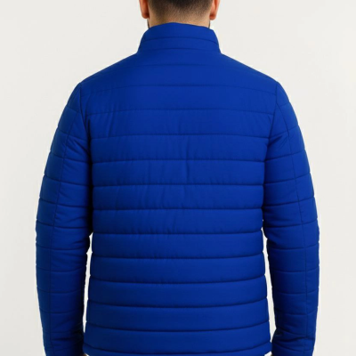 Erkek Mikro Su İtici Kapitone Baskılı Astarlı Fermuarlı Bomber Mont - Saks Mavisi