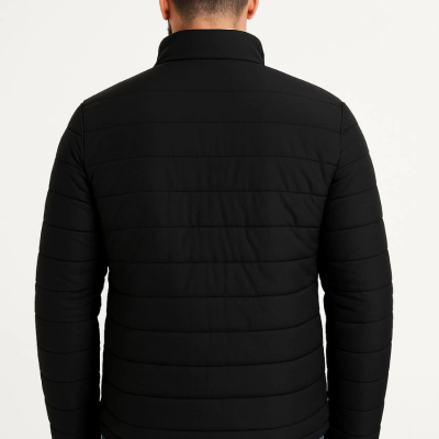 Erkek Mikro Su İtici Kapitone Baskılı Astarlı Fermuarlı Bomber Mont - Siyah