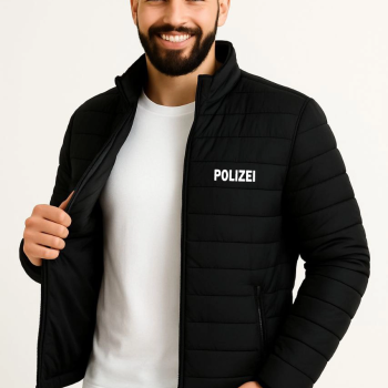 Erkek Mikro Su İtici Kapitone Baskılı Astarlı Fermuarlı Bomber Mont - Siyah