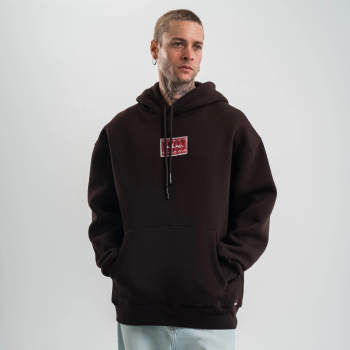Erkek Nakışlı Kapüşonlu Oversize 3 İplik Pamuklu SweatShirt Hoodie - Siyah