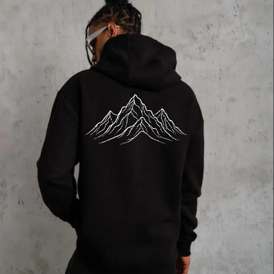 Erkek Nihilist Penguen Baskılı 3 İplik Pamuklu Kapüşonlu Sweatshirt Hoodie Siyah