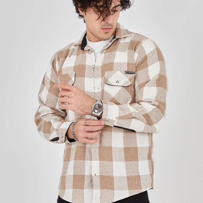 Erkek Oduncu Gömlek - Bej